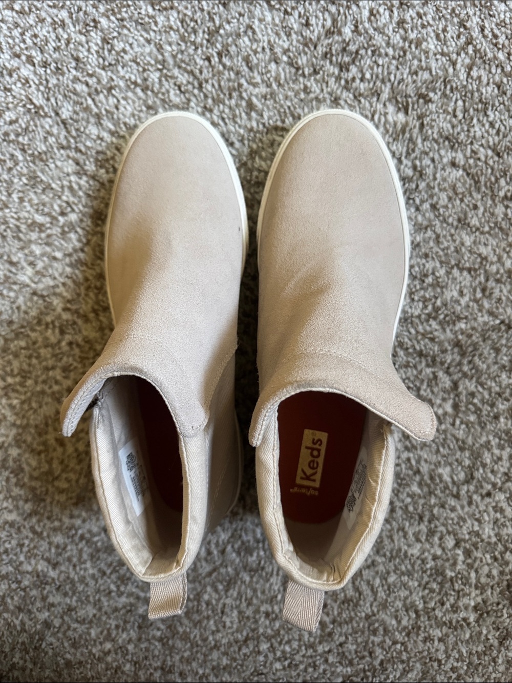 Keds Kids Slip-On Suede Sneakers in Light Beige